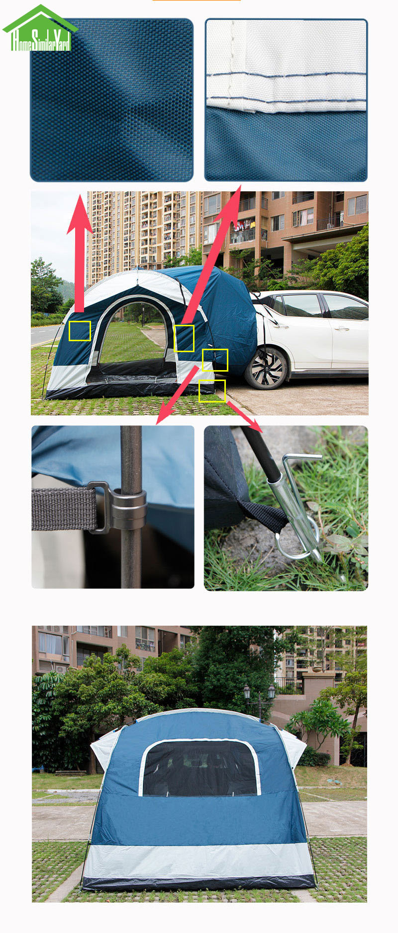 Cheap Goat Tents Outdoor Camping 210D Oxford Tents Car Trail Rear Trunk Tent Hiking 4Person Sunshade Waterproof Tent Road Trip for Vehicle Awning   